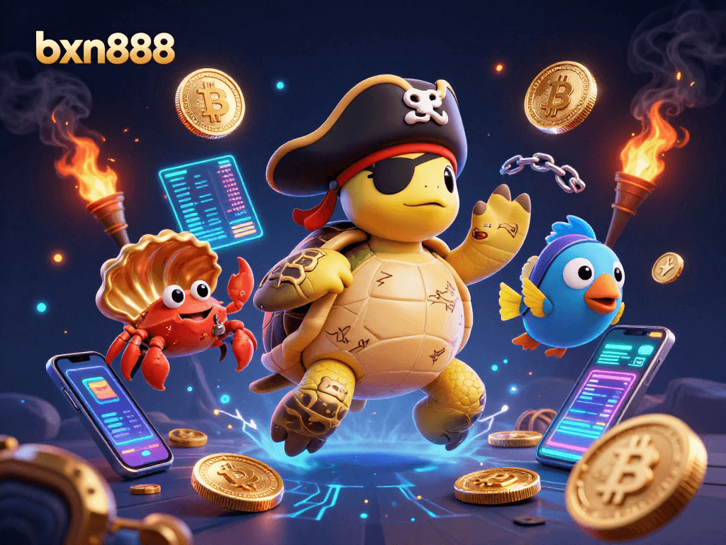 Experience the thrill of online gaming with bxn888 in this vibrant and dynamic underwater casino scene.
