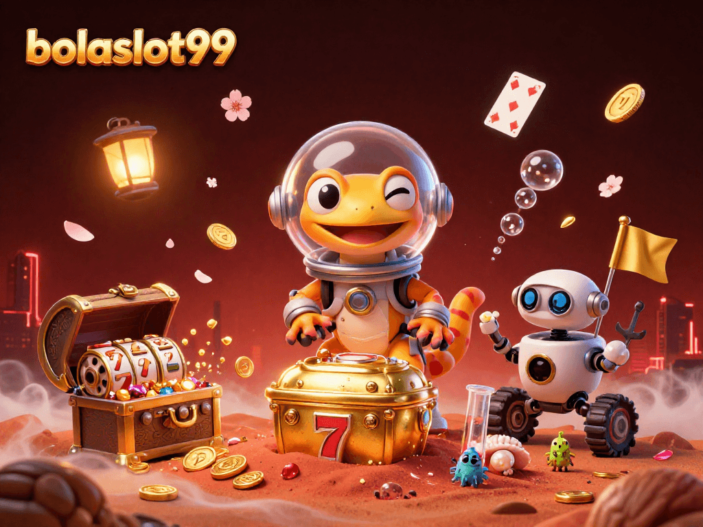 Experience exciting gameplay at bolaslot99 with a thrilling Martian adventure in a golden casino setting.