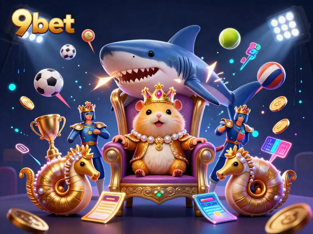 Experience exhilarating sports betting with the dynamic imagery of 9bet's thrilling 3D world featuring a hamster king.