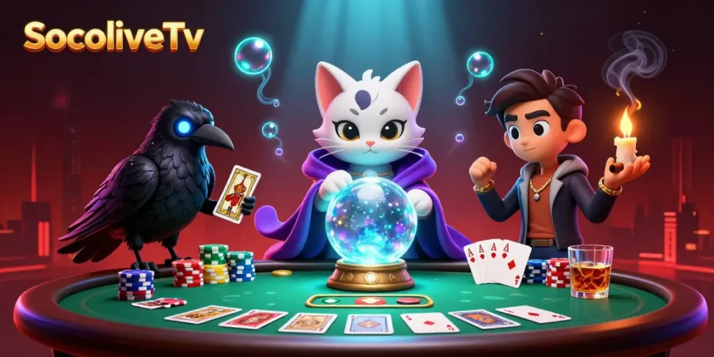 Experience live betting excitement on SocoliveTv with a vibrant illustration featuring dynamic casino elements.
