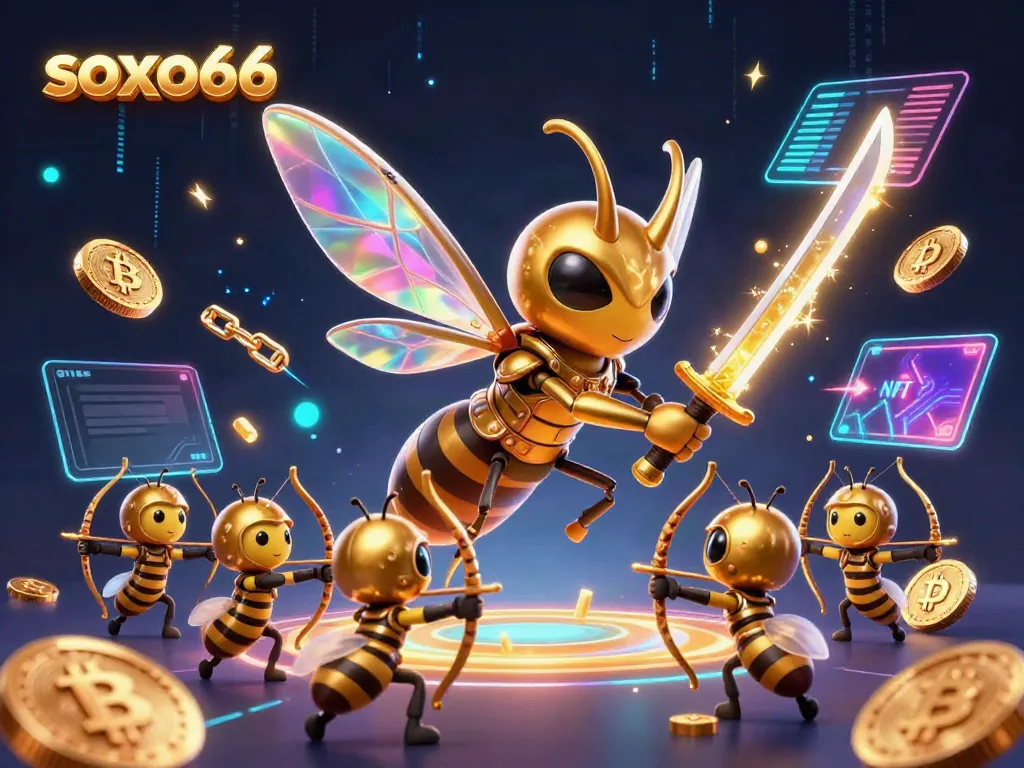 Soxo66 showcases giant hornet samurai in a vibrant lottery-themed adventure.