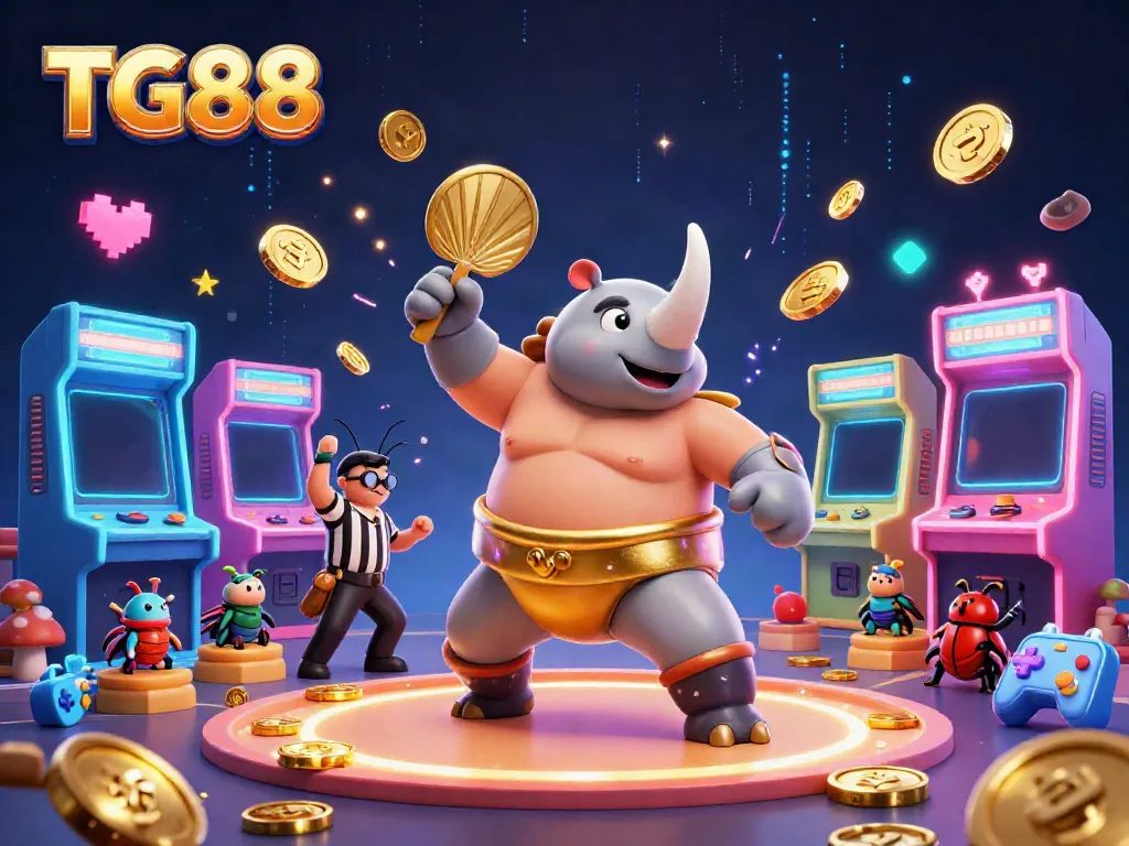 Experience the excitement of TG88 casino gaming with vibrant and dynamic 3D elements in this illustration.