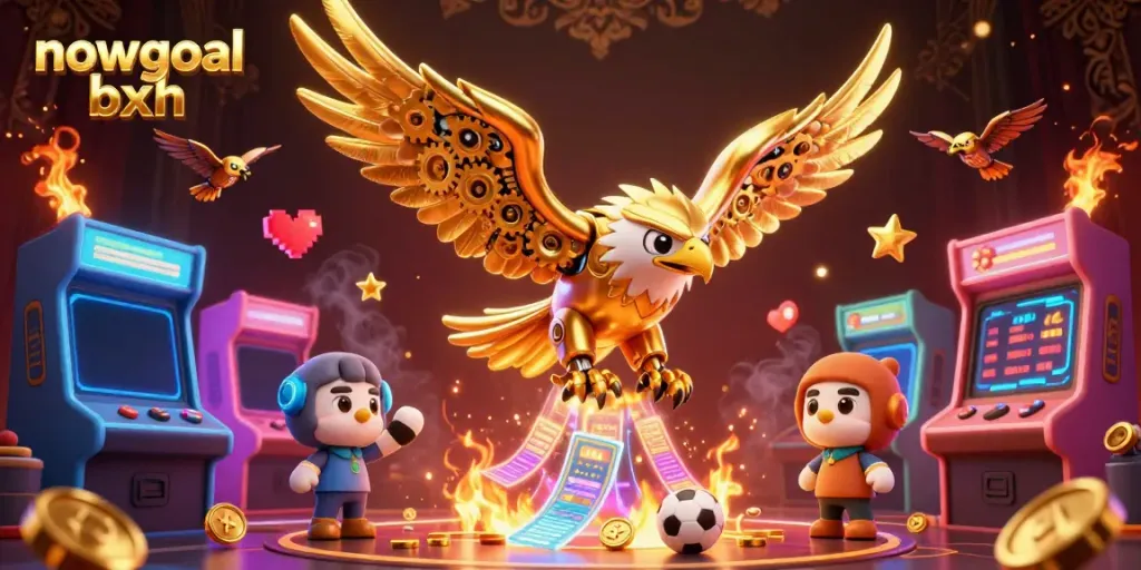 Experience real-time betting action with nowgoal bxh showcasing a powerful eagle amidst dynamic gaming elements.