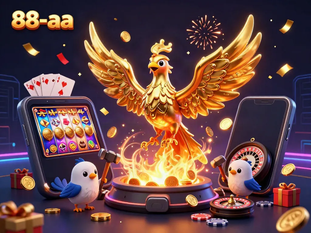 Engage with 88-aa's thrilling gaming experience featuring a majestic golden phoenix.