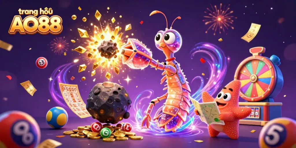 Experience the exciting action of trang chủ AO88 with vibrant characters, exploding treasures, and engaging casino elements.