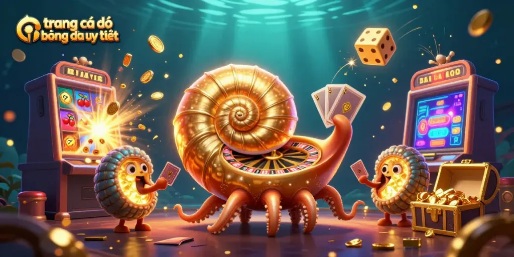 Experience the excitement of trang cá độ bóng đá uy tín with vibrant casino elements exploding around a giant nautilus.