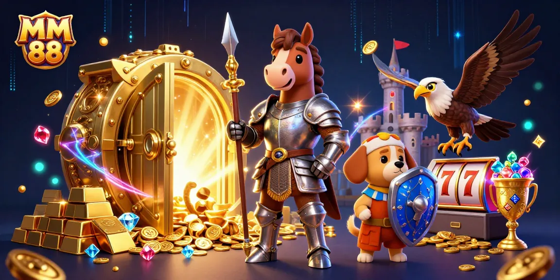 Experience MM 88 excitement with knights and treasures in a vibrant slots scene.