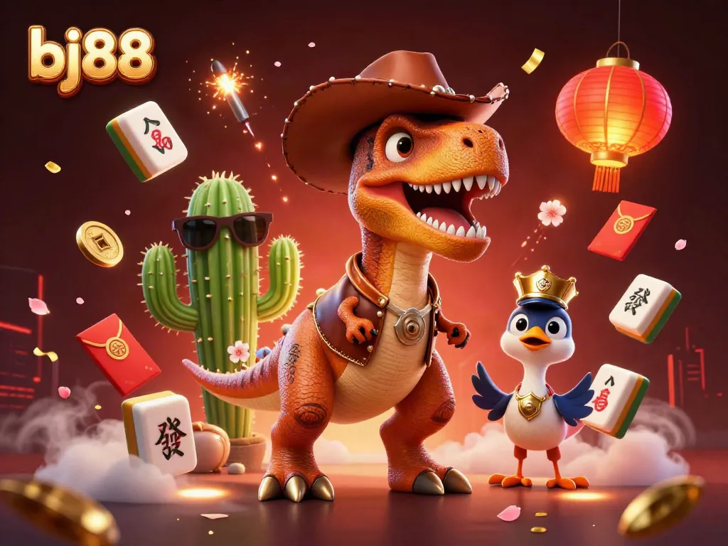 Experience thrilling bets with bj88 in this vibrant 3D casino illustration featuring dynamic characters and elements.