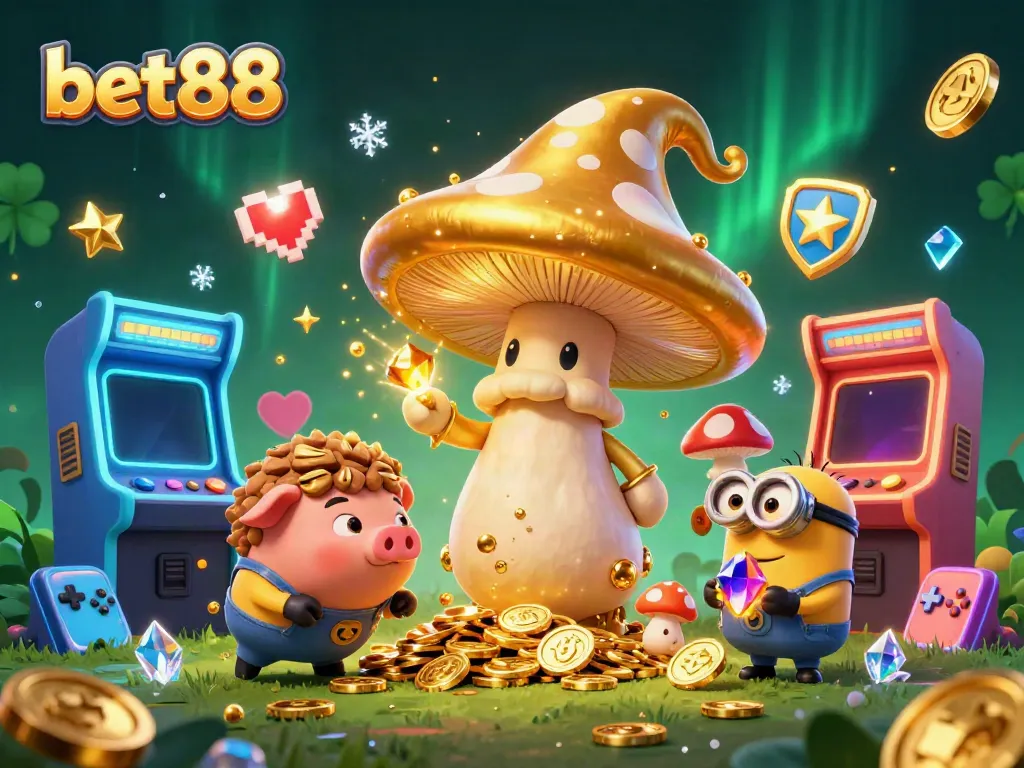 Experience the thrill of winning with bet88 in this vibrant 3D casino scene filled with golden treasures.