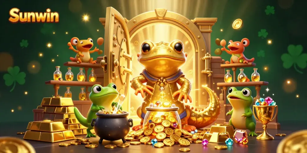 Experience the thrill of Sunwin as wild alchemists turn base metals into gold in this enchanting casino scene.