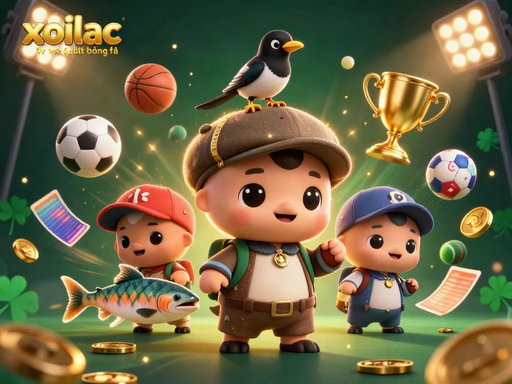 Watch xoilac tv trực tiếp bóng đá with lively characters representing a fun sports gambling atmosphere.