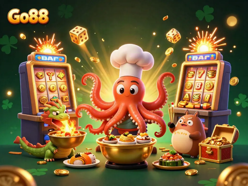 Experience thrilling gaming at Go88 with vibrant 3D characters and exciting casino elements.