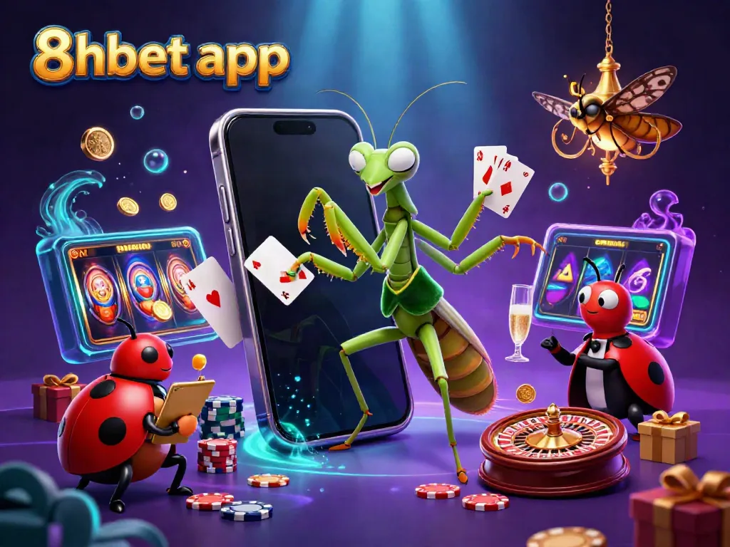 Experience thrilling gameplay with the 8xbet app, featuring vibrant colorful slots and lively casino elements.