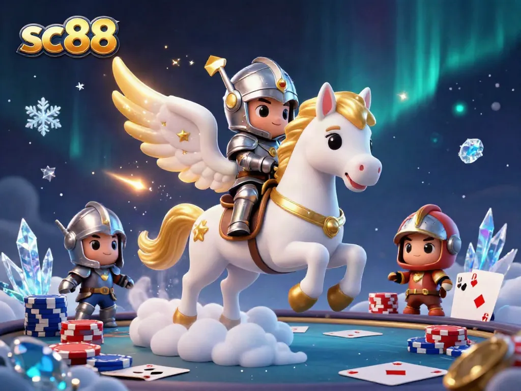 Engage with sc88 on an exciting gaming adventure featuring a celestial horse and armored knight.
