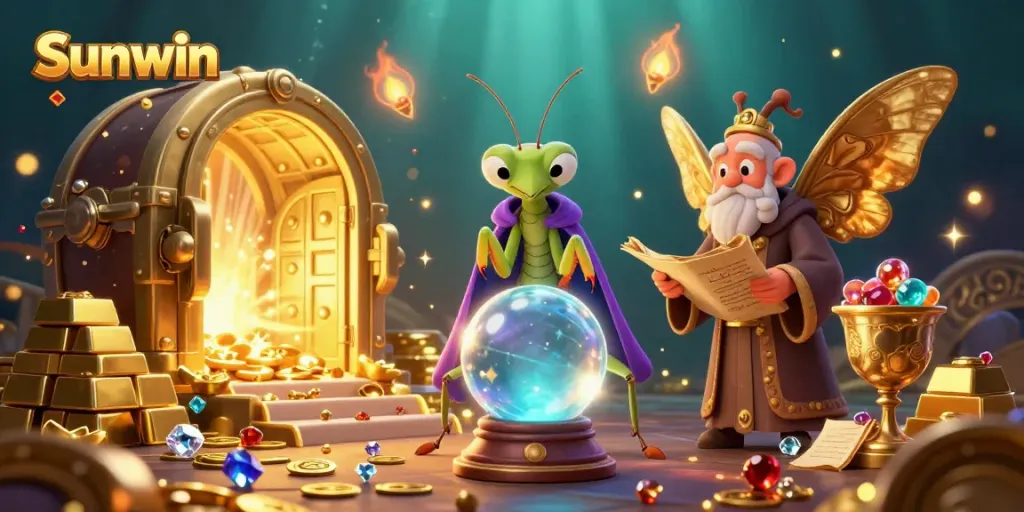 Experience excitement with Sunwin's vibrant casino adventure featuring fortune tellers and treasure.