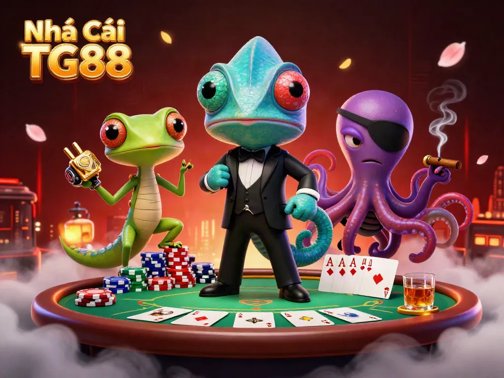 Play at Nhà cái TG88 with thrilling 3D casino action in a unique illustration showcasing vibrant game elements.