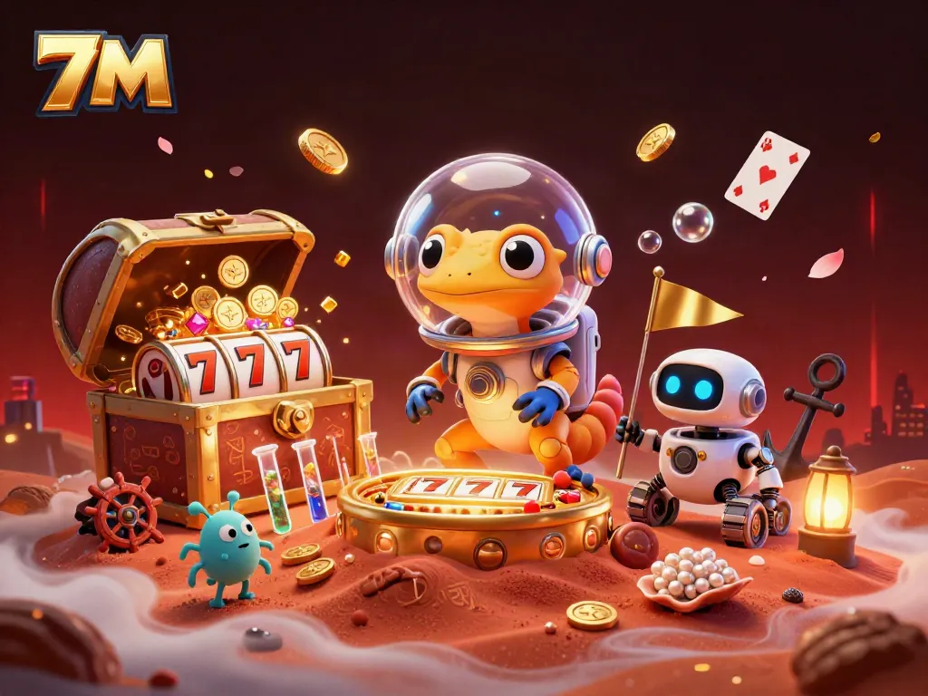 Experience thrilling action with 7M as the Martian gecko uncovers a vibrant casino beneath Mars.
