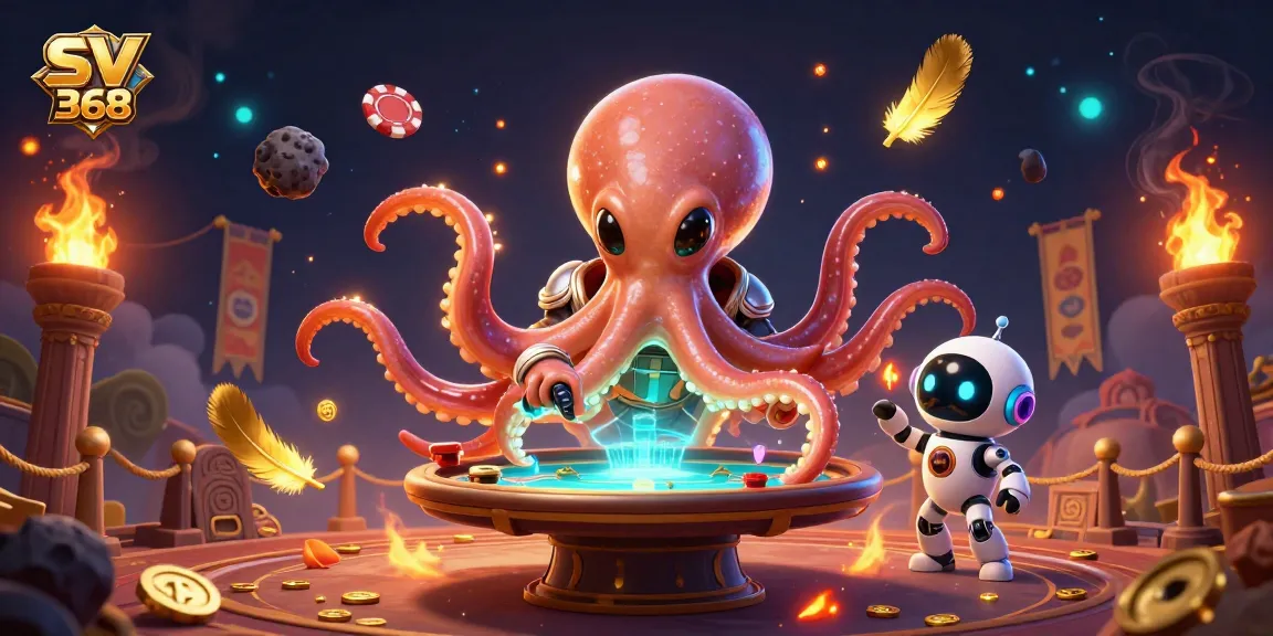 Engage with SV 368 at a vibrant, 3D poker scene led by a cosmic octopus.