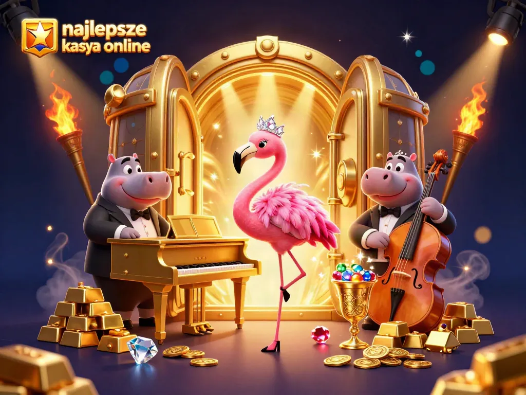 Join the exciting action at najlepsze kasyna online with our vibrant 3D casino scene filled with treasure and characters.