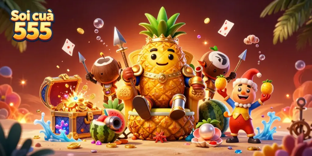 Engage in thrilling lottery strategies with Soi cầu 555 as vibrant casino characters unite in action.