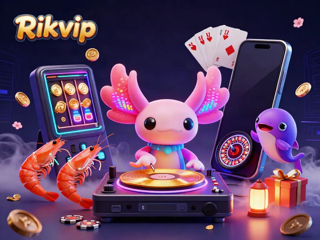 Engage in thrilling action with Rikvip's vibrant casino scene featuring colorful gaming elements.