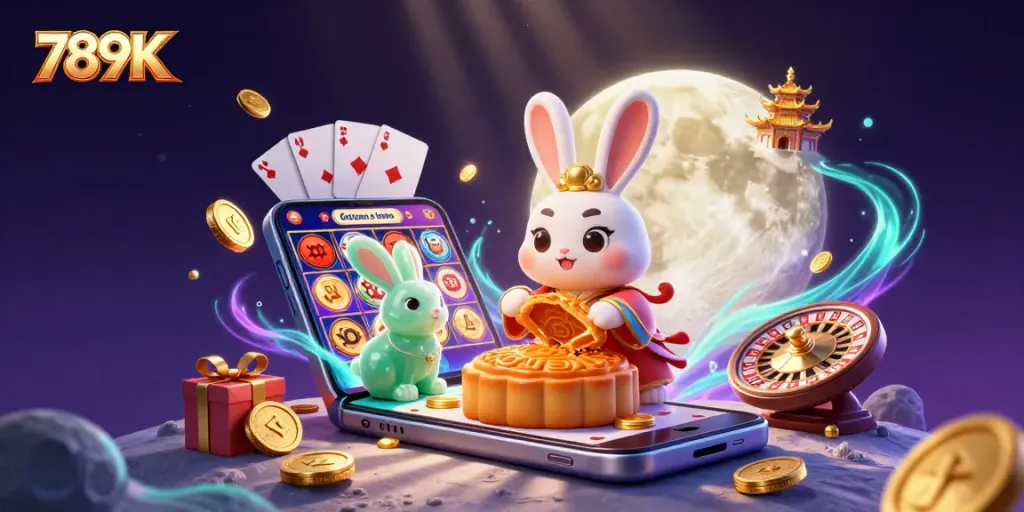Experience thrilling gaming at 789K with the moon rabbit and poker chip treasure hunt!