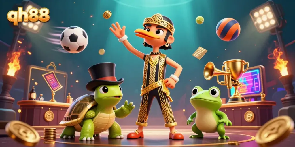 Experience the thrill at qh88 casino with vibrant action, featuring unique characters and dynamic gaming elements.