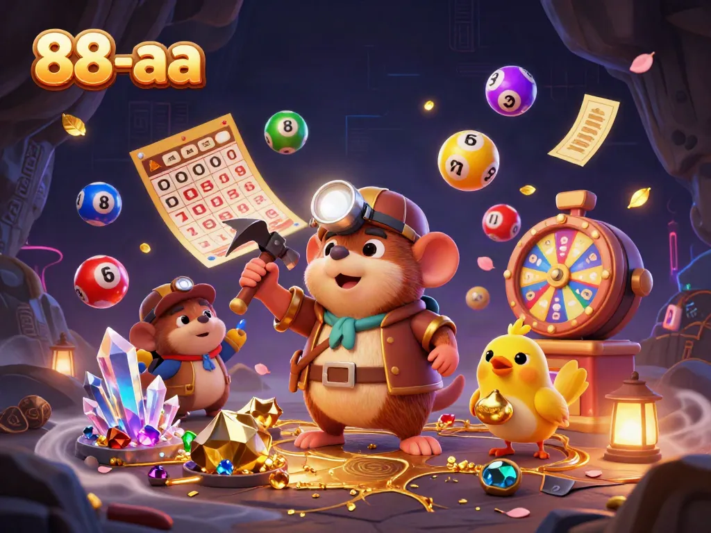 Engage in thrilling gaming moments with 88-aa, showcasing vibrant lottery elements and treasure hunter adventures.