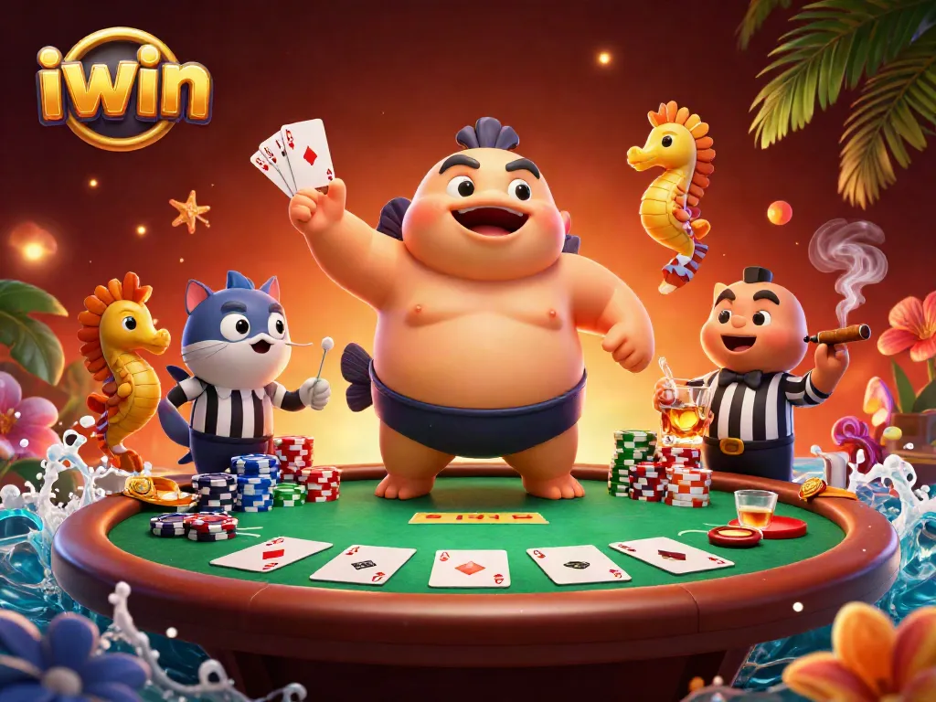Play casino games with iwin in a vibrant underwater scene with exciting details.