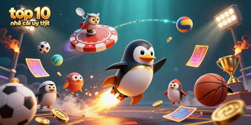 Experience the thrill of the top 10 nhà cái uy tín with dynamic cartoon elements in a casino adventure.