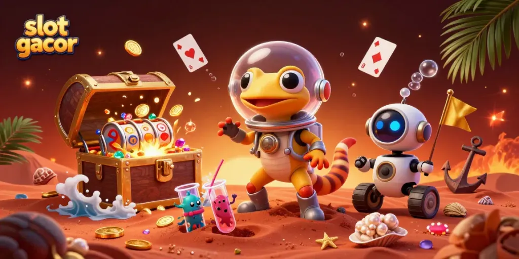 Menangkan slot gacor dengan ilustrasi kasino luar angkasa yang dinamis dan berwarna-warni.