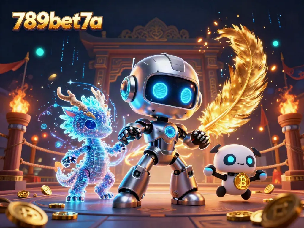 Engage in thrilling activities at 789bet7a with our vibrant 3D casino illustration featuring a robot mascot and exciting game elements.