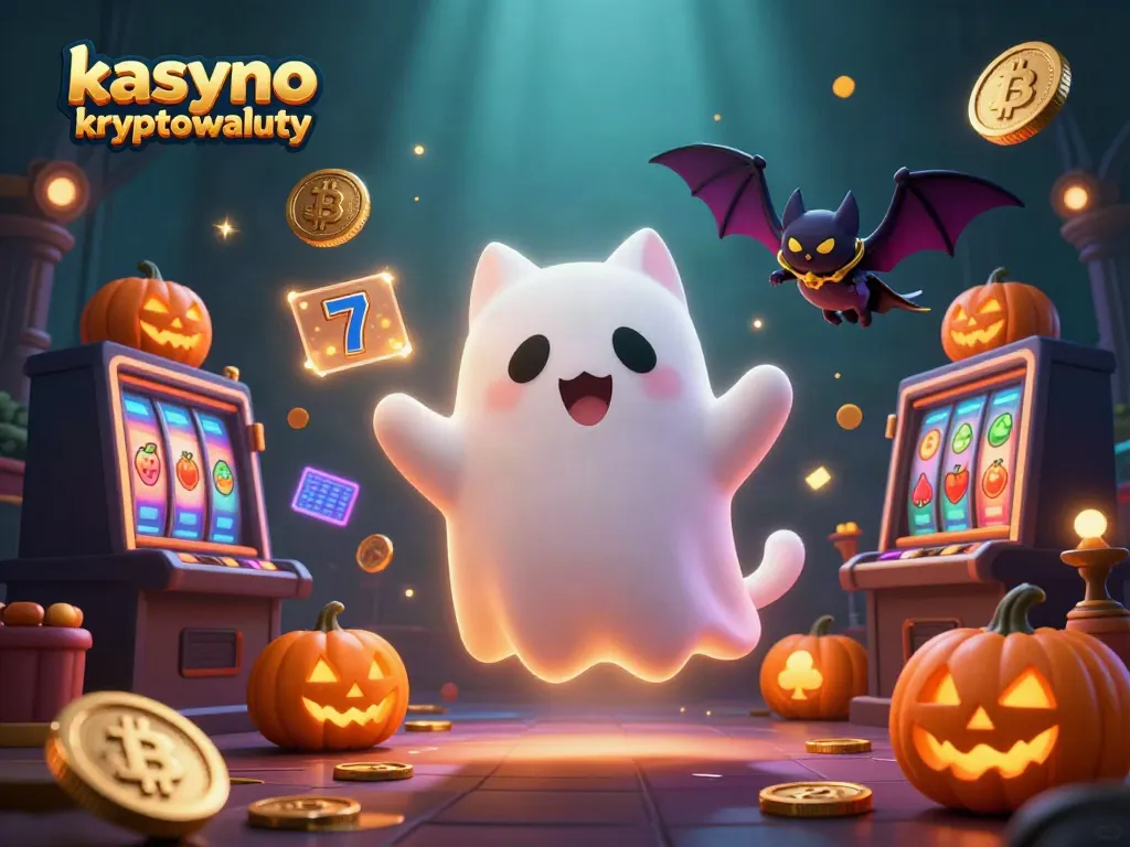 Experience excitement at kasyno kryptowaluty with a ghost cat and blockchain illusions in a vibrant casino.