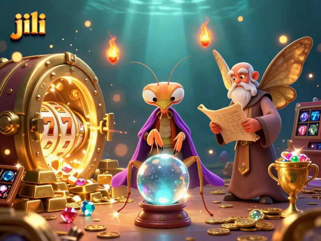 Spin to win with jili slots in an enchanting fantasy casino scene filled with treasures.