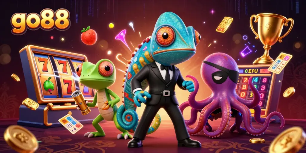 Experience excitement with go88, featuring fun characters and dynamic slot action.