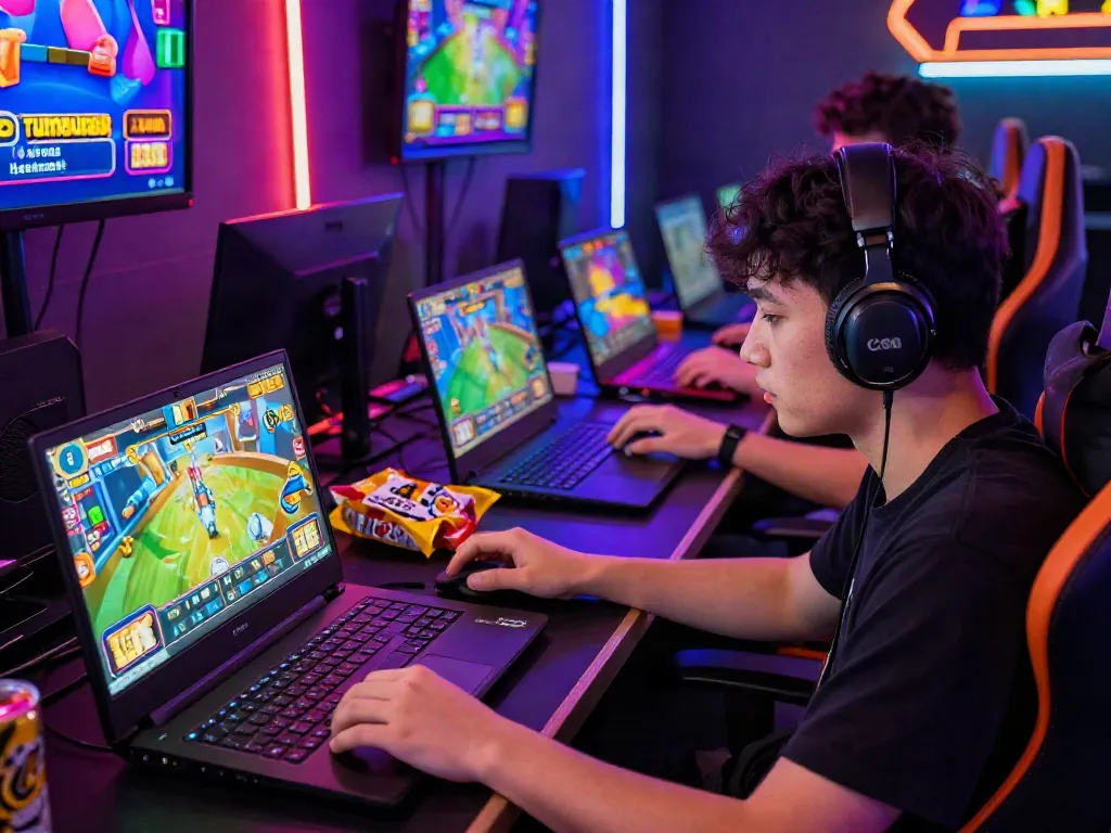 Exciting lumbung88 online gaming scene with colorful graphics and enthusiastic players.