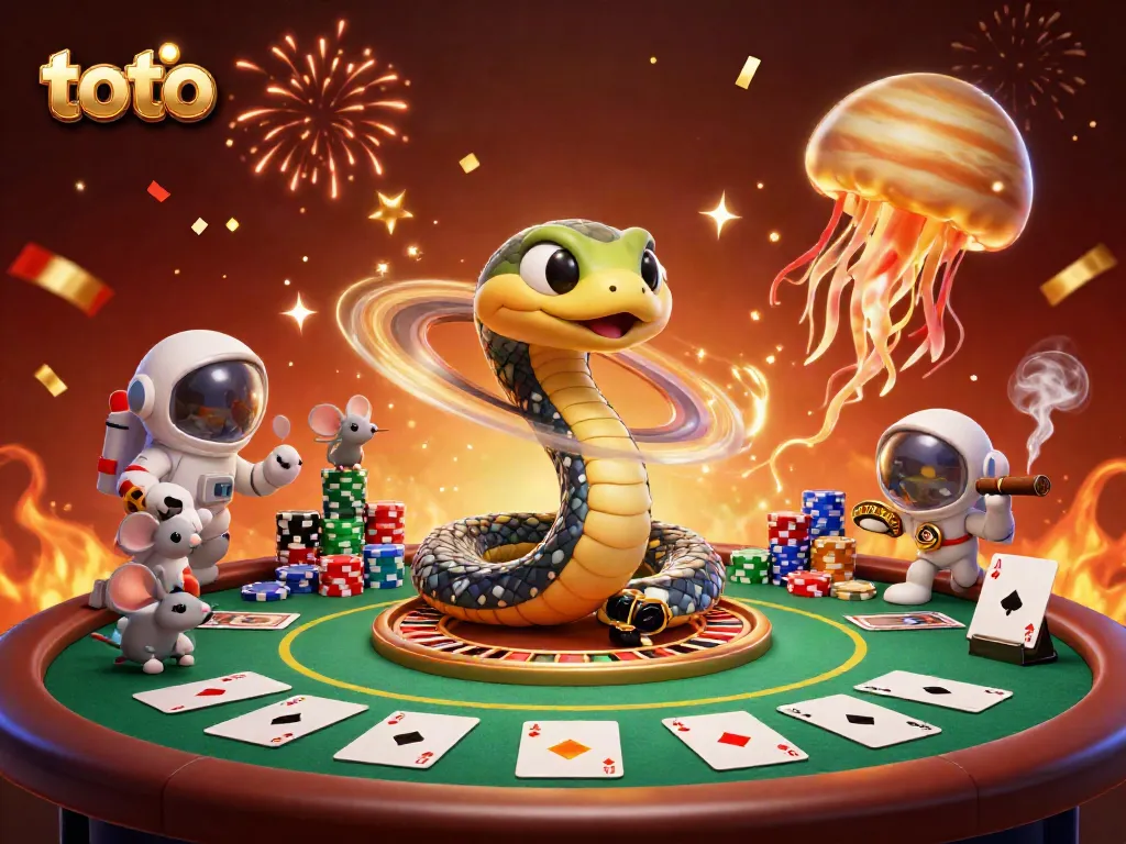 Experience the thrilling action of toto with a cosmic roulette scene, featuring animated characters and vibrant casino elements.