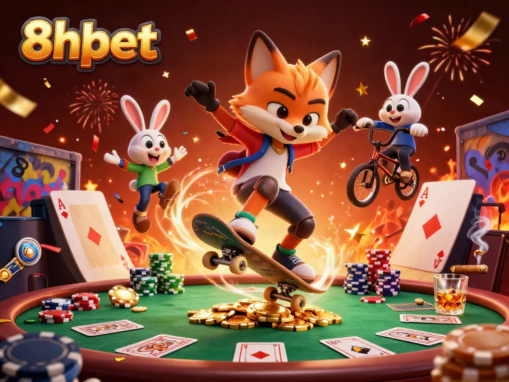 Experience thrilling action at 8xbet with dynamic 3D characters showcasing exciting gambling elements.