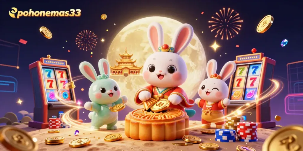 Menghadirkan keseruan bermain slot di pohonemas33 dengan karakter kelinci bulan dan elemen kasino menarik.