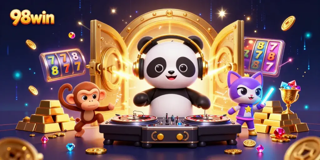 Win big with 98win’s slot games featuring vibrant characters and golden treasures.