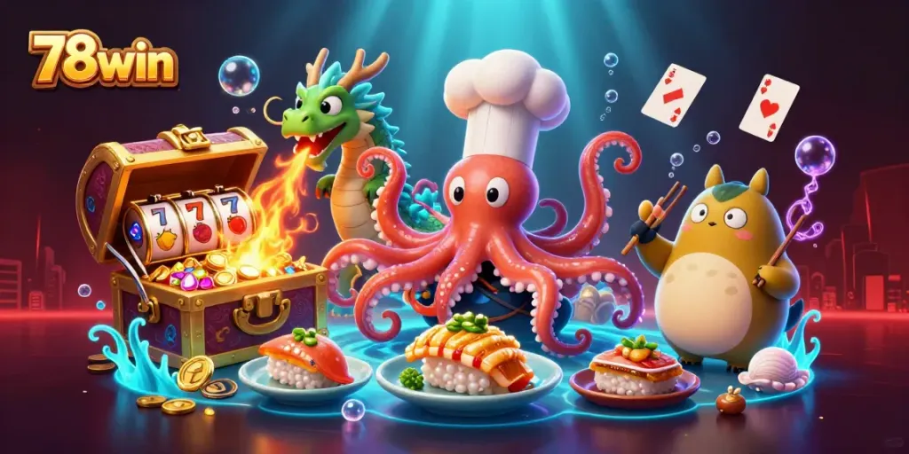 Experience thrilling gameplay at 78win featuring vibrant slot reels and charismatic characters.